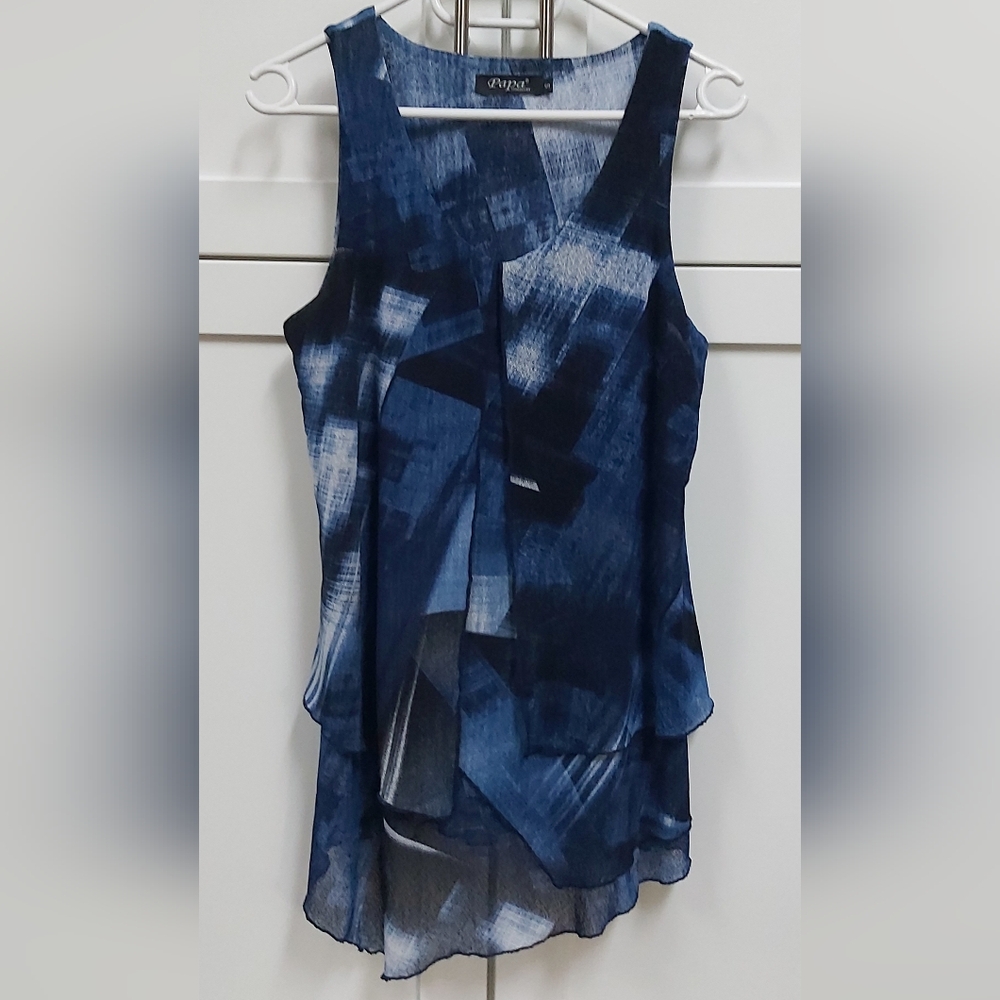 Papa Deep Blue Textured Top